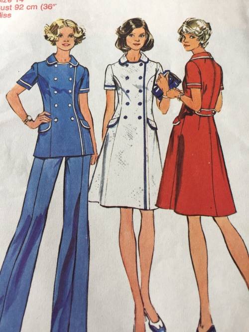 PATTERN SIMPLICITY 6213*1974 (NEAT and TIDY)(VINTAGE) - DRESS OR TOP and PANTS (SIZE 14)