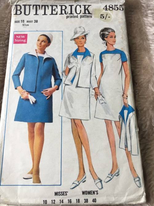 PATTERN BUTTERICK 4855 (VERY VINTAGE) - DRESS and JACKET (SIZE 16)