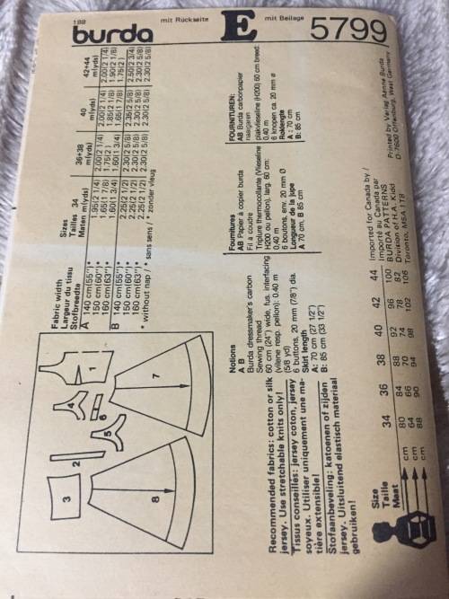 PATTERN BURDA 5799 (COMPLETE) - OPEN BACK SUNDRESS (SIZE 8-18)