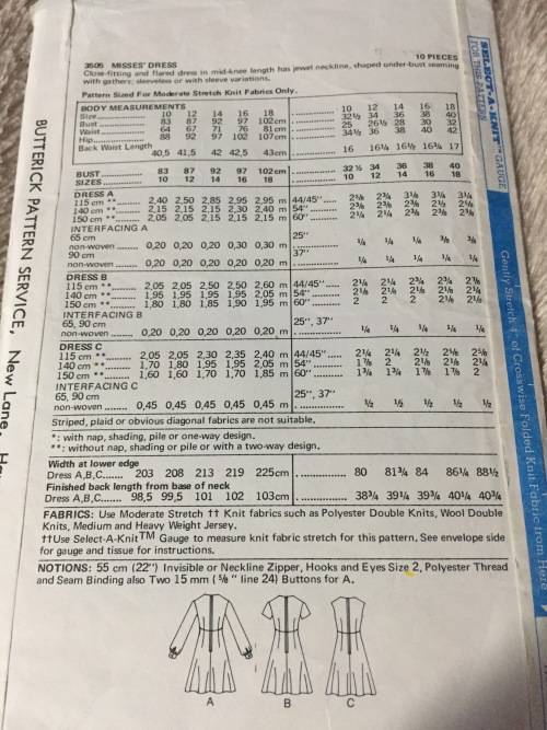 PATTERN BUTTERICK 3505 (VINTAGE) - DRESSES (SIZE 14)