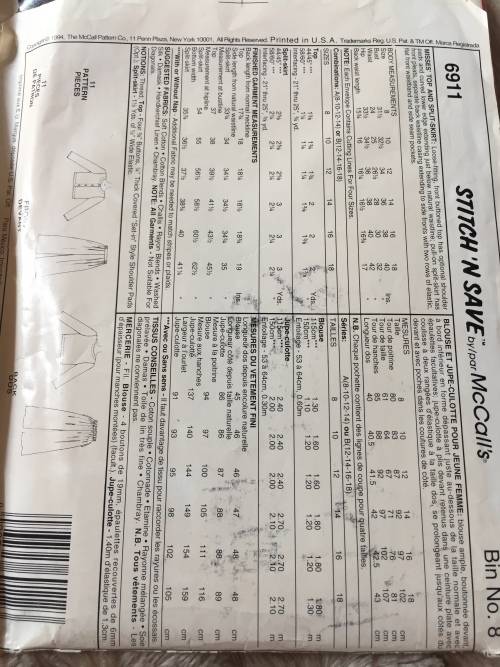 PATTERN STITCH `N SAVE 6911 (UNUSED) - TOP & SPLIT SKIRT (SIZE 12-18)