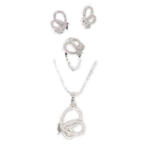 Sterling Silver butterfly set, necklace, ring and earrings