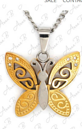 Just Stunning Silver 925 engraved butterfly pendant and chain