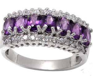 CRAZY 8 HOUR AUCTION!   14k SOLID WHITE GOLD AMETHYST  AND  WHITE SAPPHIRE RING.
