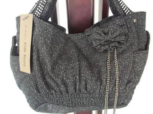 LAST ONE** *ALDO ROSSY* DESIGNER BAGS From ITALY-SHIMMER DENIM LOOK-BLACK-HIGH QUALITY, GREAT DESIGN