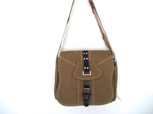 **LARGE SIZE CANVAS SHOULDER Bag in KAKI & BLACK. A Great buy! GREAT QUALITY!
