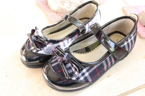 Girls Patent Finished Tartan Ballet flat shoes- size 11 or 12