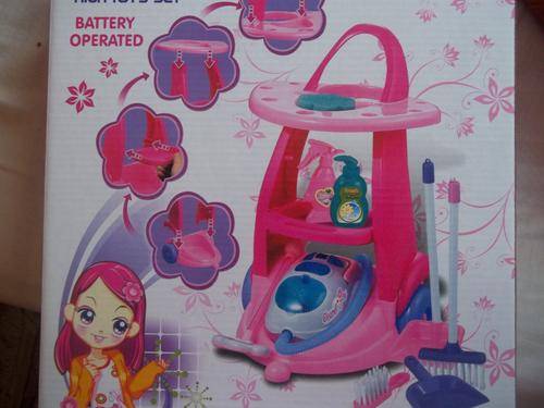 New!! Cleaning trolley, with working Vacuum Cleaner,broom, dust pan & pretend detergents. Great Fun!