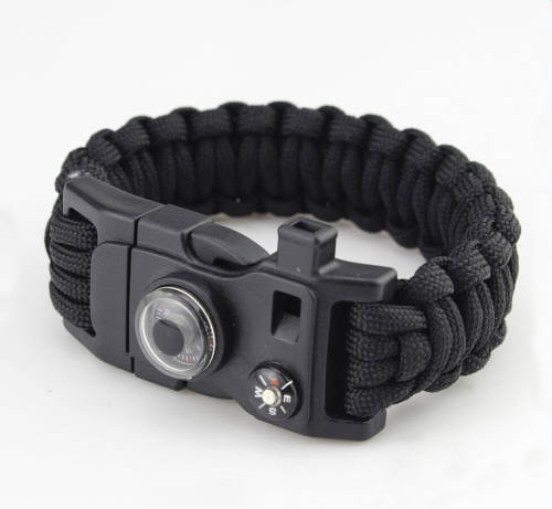 Survival bracelet with compass, flint and handy multitool