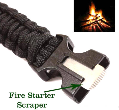 Survival bracelet with compass, flint and handy multitool