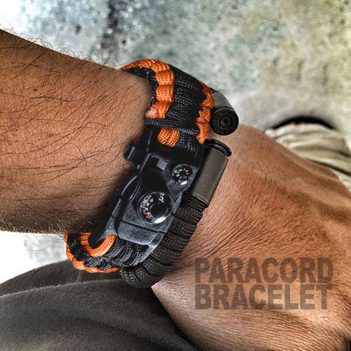 Perfect for Father's Day: Survival paracord bracelet with compass, flint and multitool
