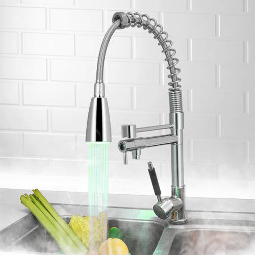 KCASA KC-LF56 LED Temperature Sensor Tap Accessory No Battery Water Faucet Glow Chromate & ABS