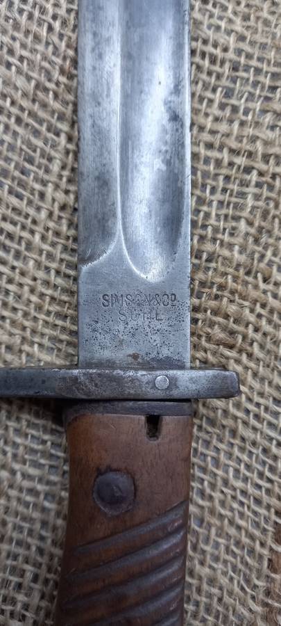 WW1 GERMAN IMPERIAL ARMY BUTCHERS BLADE BAYONET BY SIMPSON and CO. SUHL1915 WITH SCABBARD