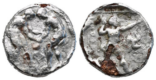 Ancient Greek silver coin | PAMPHYLIA, Aspendos | Silver plated stater (380 B.C)