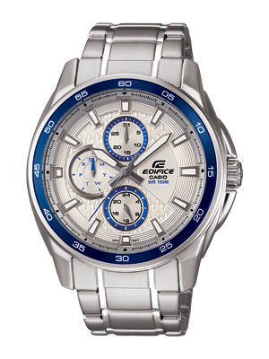 Casio Edifice EF334D-7A Chronograph analog white steel at R1 no Reserve!!
