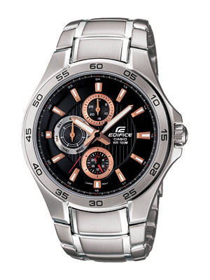 Casio Edifice EF335D-1A4 Chronograph analog steel black at R1 no Reserve!!