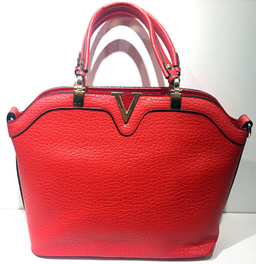 lady's elegant handbag with "V" in front (sling included)  red     size: 30×24×14cm