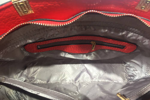 lady's elegant handbag with "V" in front (sling included)  red     size: 30×24×14cm