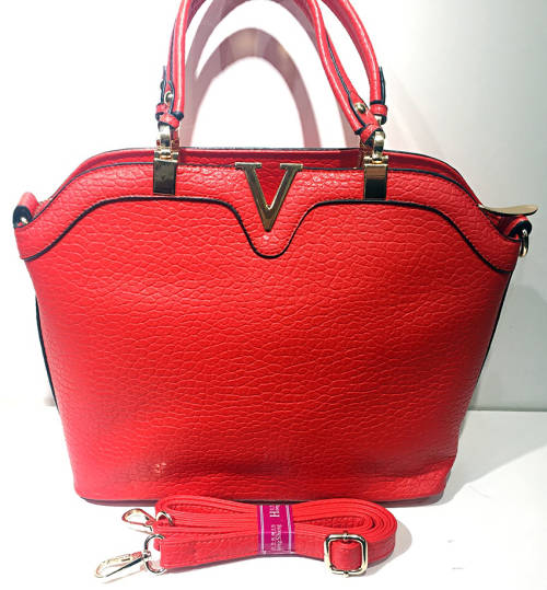 lady's elegant handbag with "V" in front (sling included)  red     size: 30×24×14cm