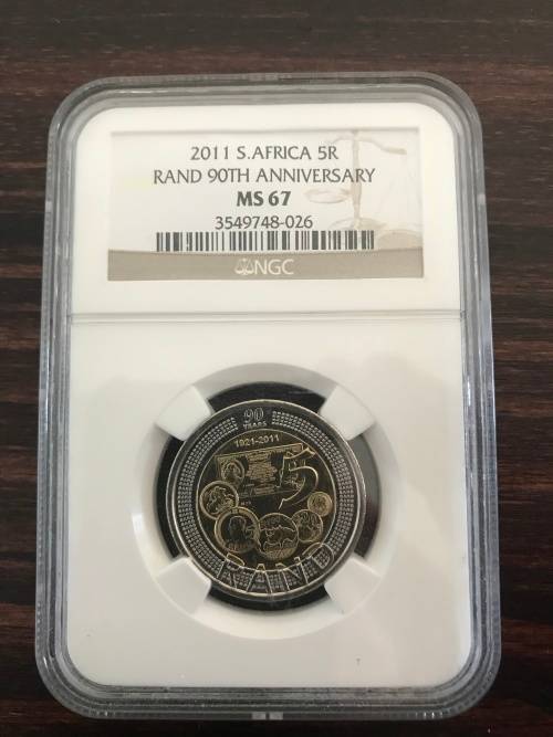 2011 SARB 90th ANNIVERSARY R5 COIN MS67 (NGC)(Mint State)