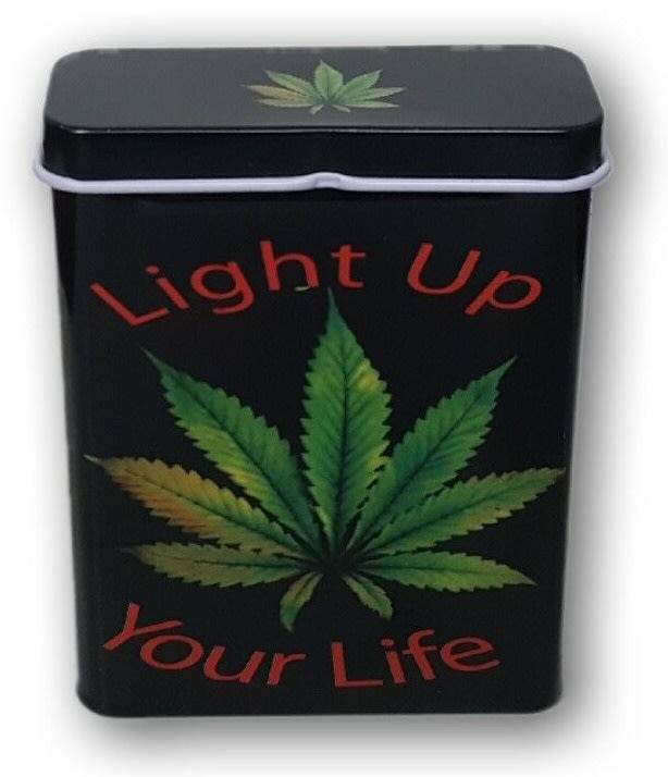 **LAST 2 ON AUCTION**Light UP Your Life Leaf Design Tobacco Cigarette Stash Tin Box***BID PER ITEM**