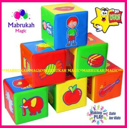 ***NEW TO BOB***FABULOUS QUALITY***LEARN N' PLAY 6 PCS PRINTED SOFT CUBES***