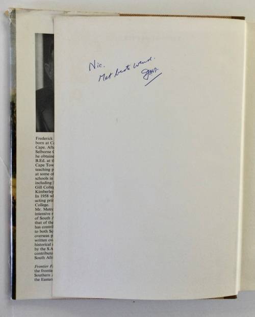 Frontier Flames - FC Metrowich. SIGNED Hardcover w/dj. 1st Ed. 1968