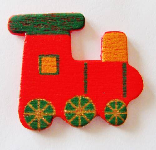 Set of Wood-Cut Train Embellishments (2 Pieces per Set)