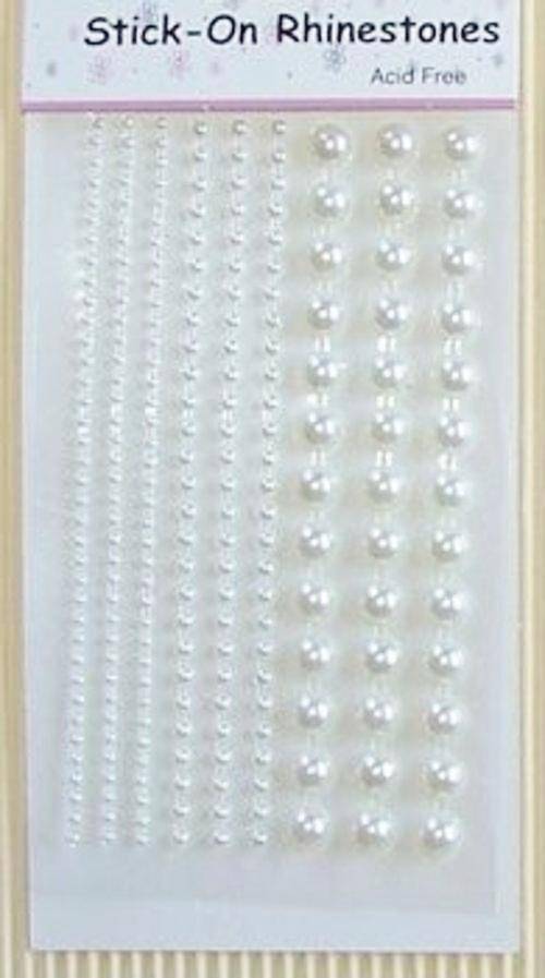 Sheet of 6mm Round Stick-on Pearl Rhinestones - Acid Free