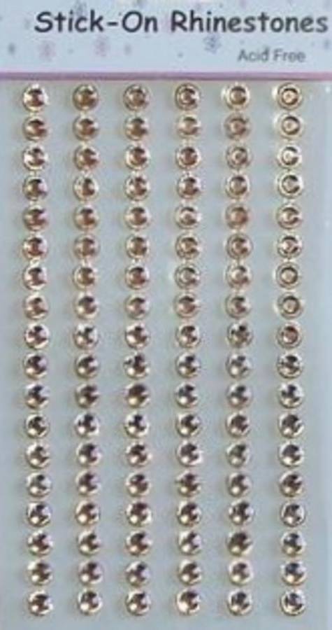Sheet of 6mm Round Gold Stick-on Rhinestones