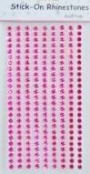 Sheet of 4mm Round Cerise Stick-On Rhinestones