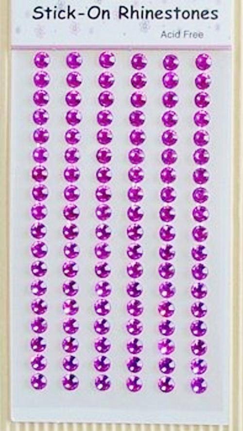 Sheet of 4mm Round Lilac Stick-On Rhinestones