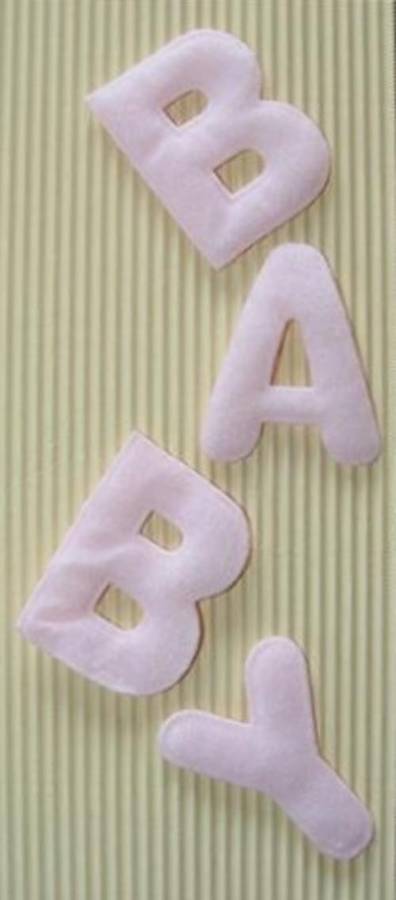 BABY Word Embellishment, Pink Fabric - Large Letters (48mm x 37mm each)