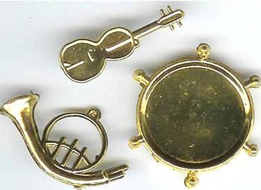 HUGE SALE - 50% OFF - MINIATURE MUSICAL INSTRUMENTS - GOLD COLOURED PLASTIC