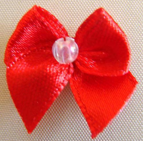 20mm Red Ribbon Bow with Pearl - Sold in pack of 5