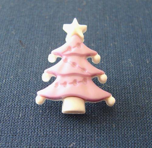 22mm x 18mm Christmas Tree Button with Shank - Assorted Pastel Colours