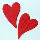40mm x 30mm Curved Red Mulberry Paper Heart Embellishments (5 Hearts per Pack)