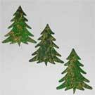 45mm x 33mm Variegated Green with Gold Xmas Tree Mulberry Paper Embellishments (3 Trees per Pack)