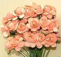 15mm Peach Paper Roses (Sold in Pack of 10 Roses)