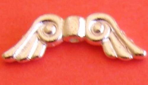 21mm x 8mm Silver Plated Angel Wing Bead