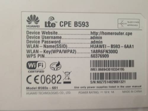 Huawei B593 4G LTE modem and router- connect up to 32 wireless devices used for 10 days