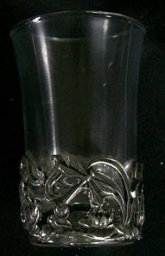 SHOT GLASS WITH PEWTER EMBELLISHMENT