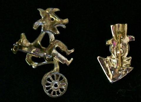 60's Vintage Figurl Brooches - Clown & Jockey