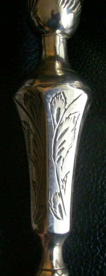 BRASS etched CANDLESTICK HOLDER