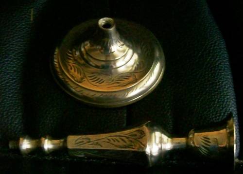 BRASS etched CANDLESTICK HOLDER