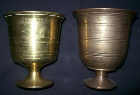 2 BRASS APOTHECARY MORTARS
