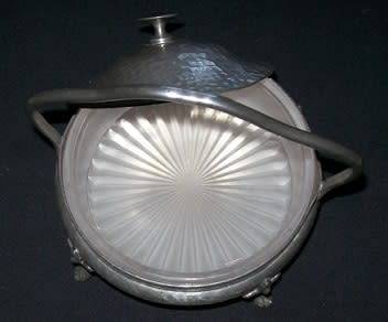 VINTAGE PEWTER BUTTER DISH WITH GLASS INNER