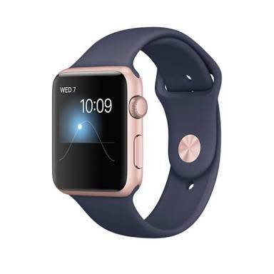 Apple Watch Series 1, 42mm Rose Gold Aluminum Case with Midnight Blue Sport Band