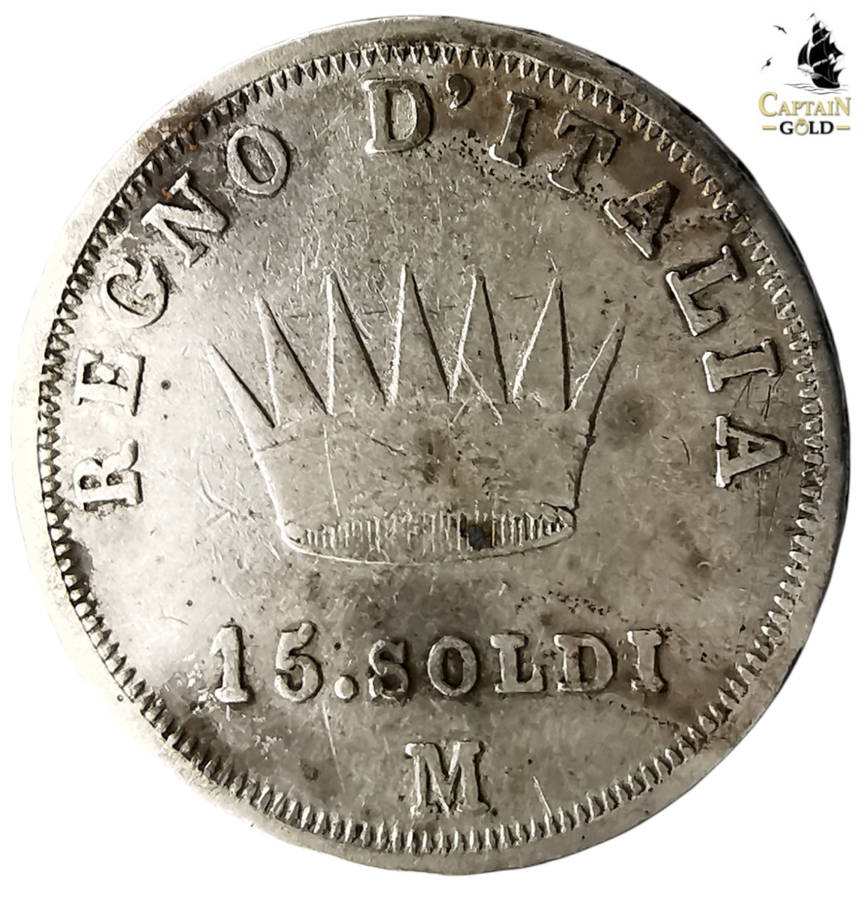 1808 | 15 Soldi | Napoleon I | Italy | 213 Year Old Silver (.900) Coin | 21 mm