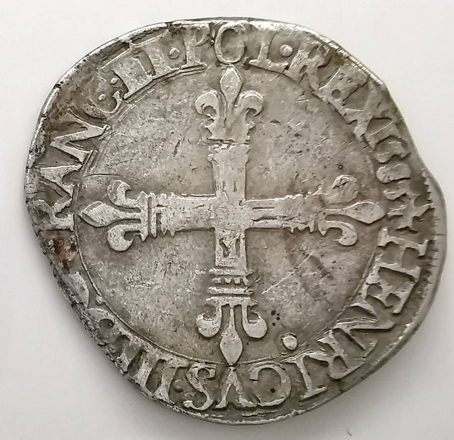 1593 | ¼ Ecu | Charles X | France | 29.2 mm Silver (.917) Coin | Extremely Low Mintage